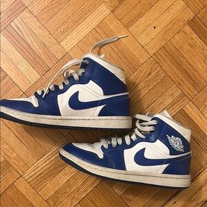 Air Jordan Blue and White High-Top Sneakers